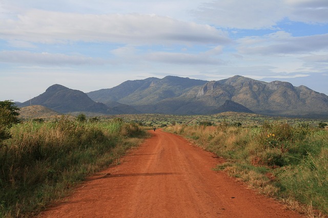 une route de sable en Ouganda