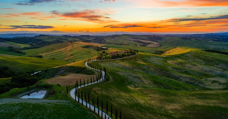 coucher de soleil en toscane